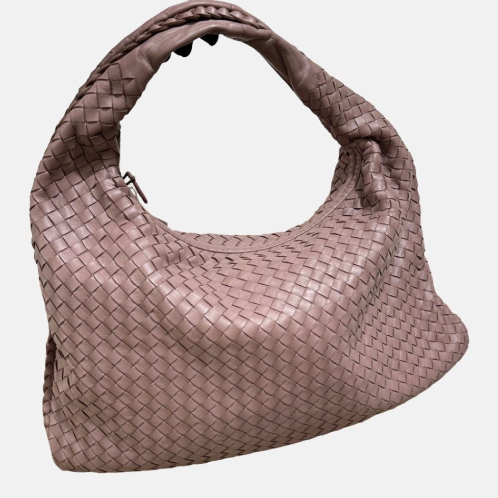 Bottega Veneta Belly Hobo Intrecciato Lambskin Leather Nude Purple Medium 40cm