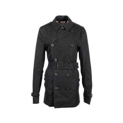 Burberry Size 48 Sandringham Short Trench Coat Cotton Black