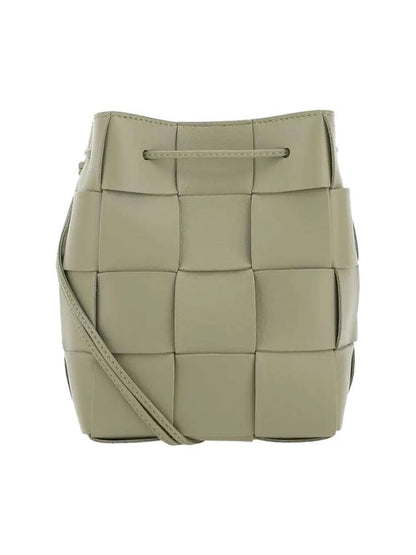 Luxury Bottega Veneta Intrecciato Cassette Small Bucket Bag Travertine