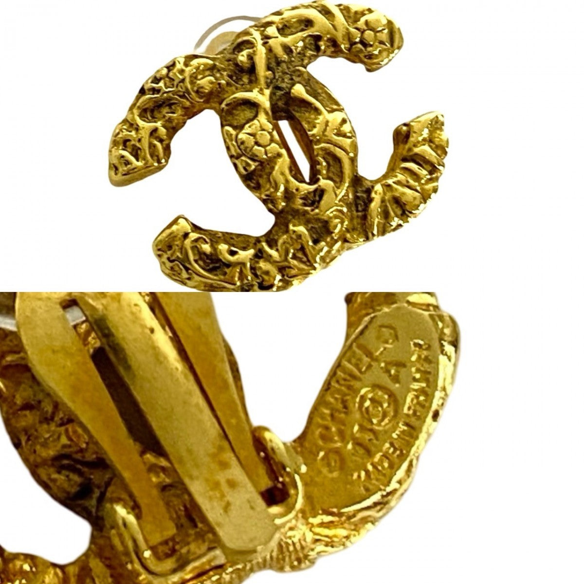 CHANEL Earring Gold Plated gold COCO Mark Lava Women