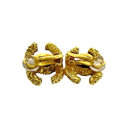 CHANEL Earring Gold Plated gold COCO Mark Lava Women