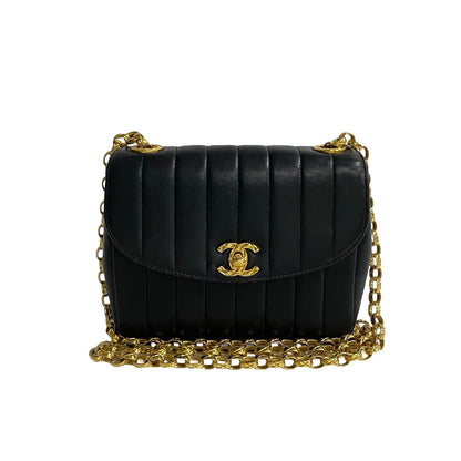 CHANEL Shoulder Bag lambskin black Mademoiselle