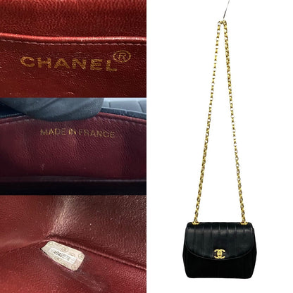 CHANEL Shoulder Bag lambskin black Mademoiselle