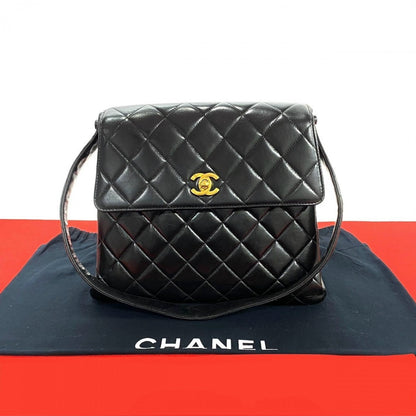 CHANEL Shoulder Bag lambskin black COCO Mark Matrasse Women