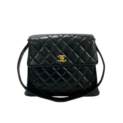 CHANEL Shoulder Bag lambskin black COCO Mark Matrasse Women