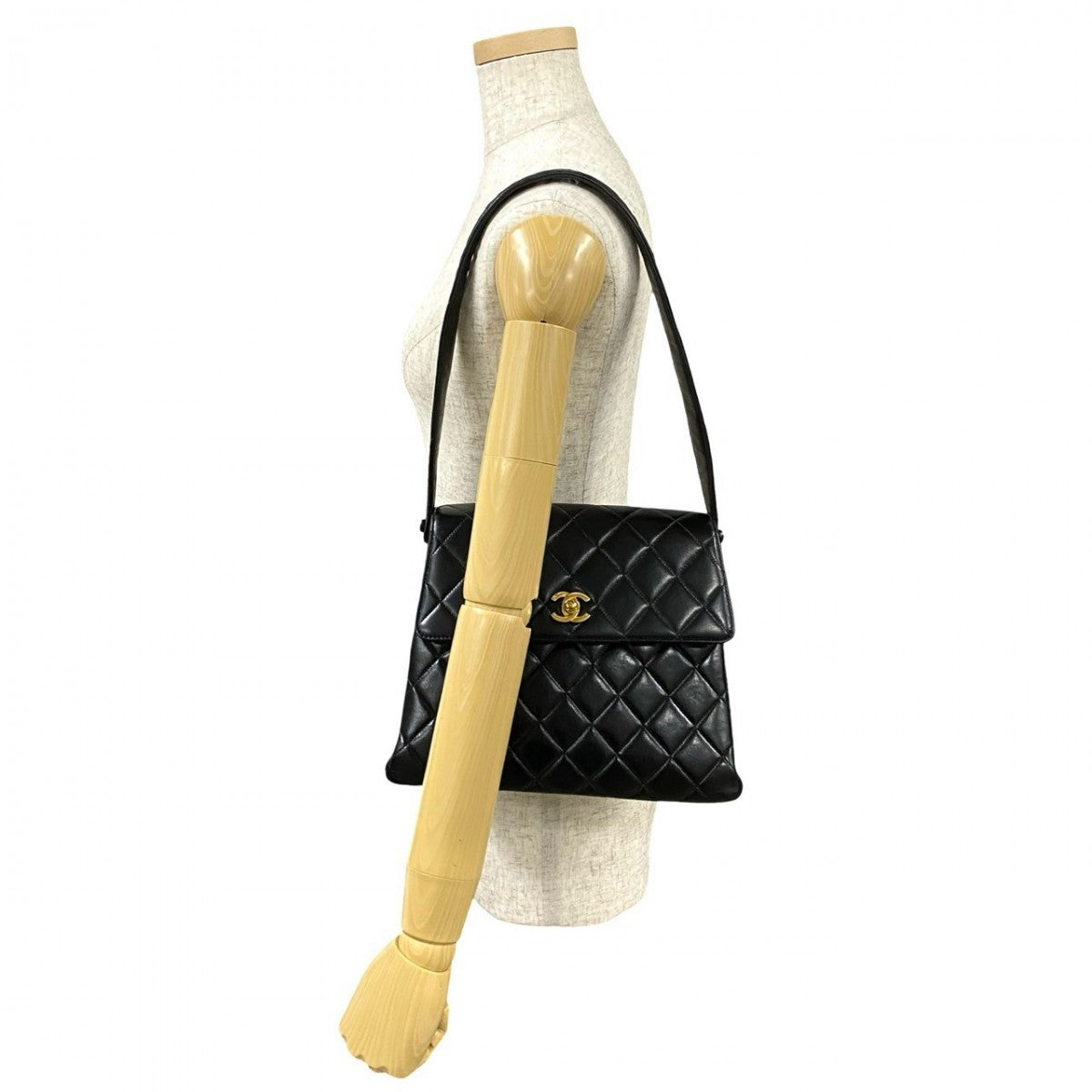 CHANEL Shoulder Bag lambskin black COCO Mark Matrasse Women