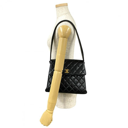 CHANEL Shoulder Bag lambskin black COCO Mark Matrasse Women
