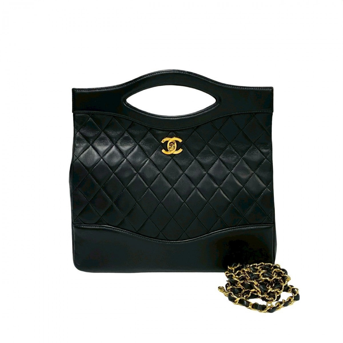CHANEL Shoulder Bag leather black COCO Mark Women
