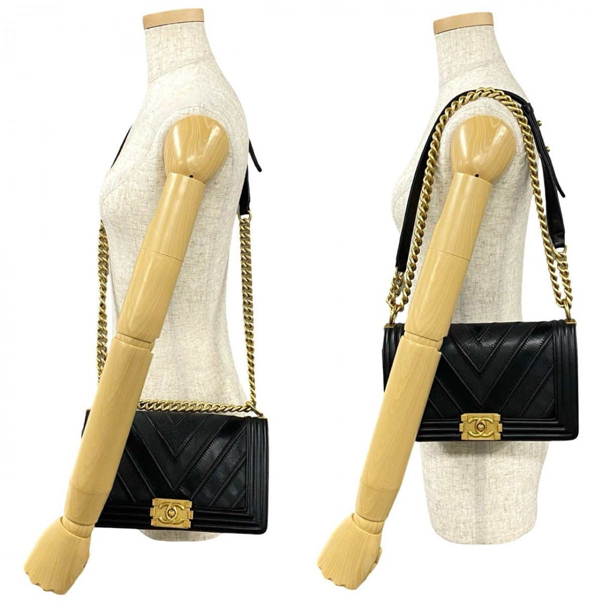 CHANEL Shoulder Bag leather black Boy chanel Women
