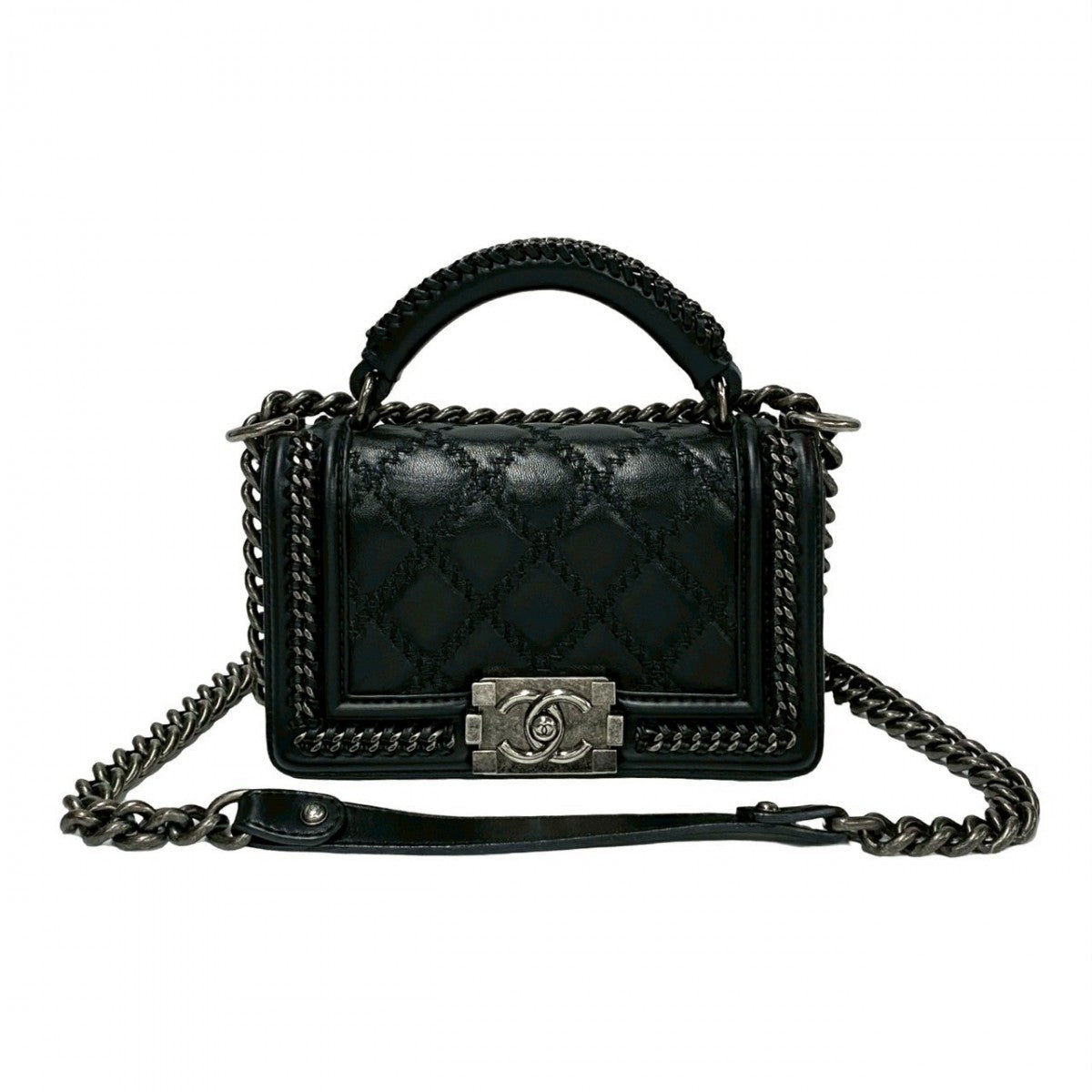 CHANEL Shoulder Bag leather black COCO Mark Boy chanel Women