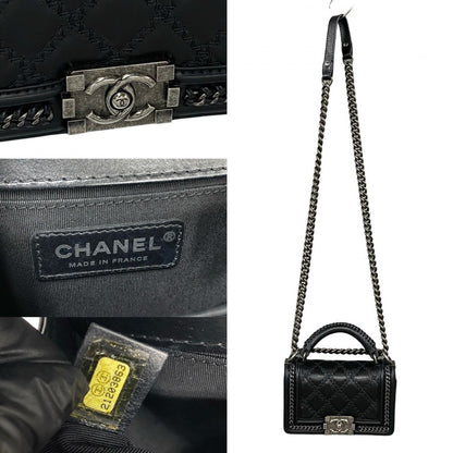 CHANEL Shoulder Bag leather black COCO Mark Boy chanel Women
