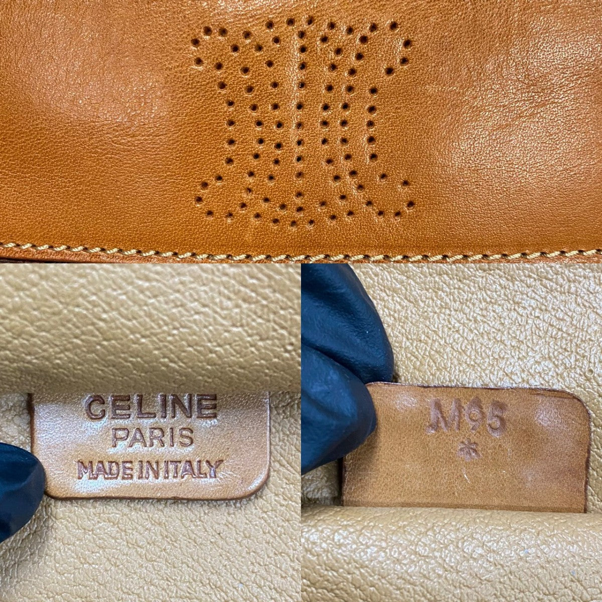 CELINE Handbag Leather, PVC Brown Macadam Blason Triomphe Pattern Women