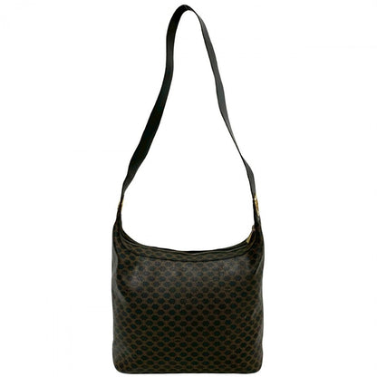 CELINE Shoulder Bag Leather, PVC black Macadam Blazon Triomphe Pattern Circle Logo Metal Women