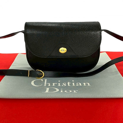 Dior Shoulder Bag leather black CD logo Metal Women