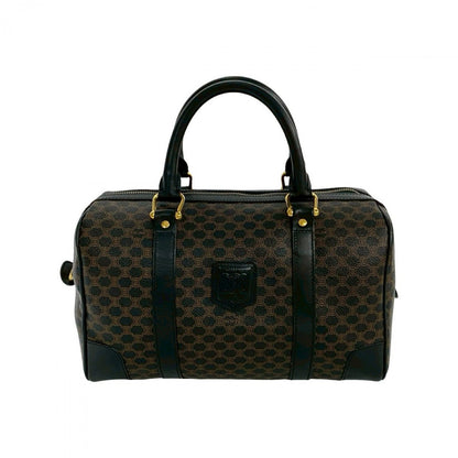CELINE Handbag Leather, PVC black Macadam Blason Triomphe Pattern Women