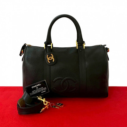 CHANEL Shoulder Bag Matt caviar skin black