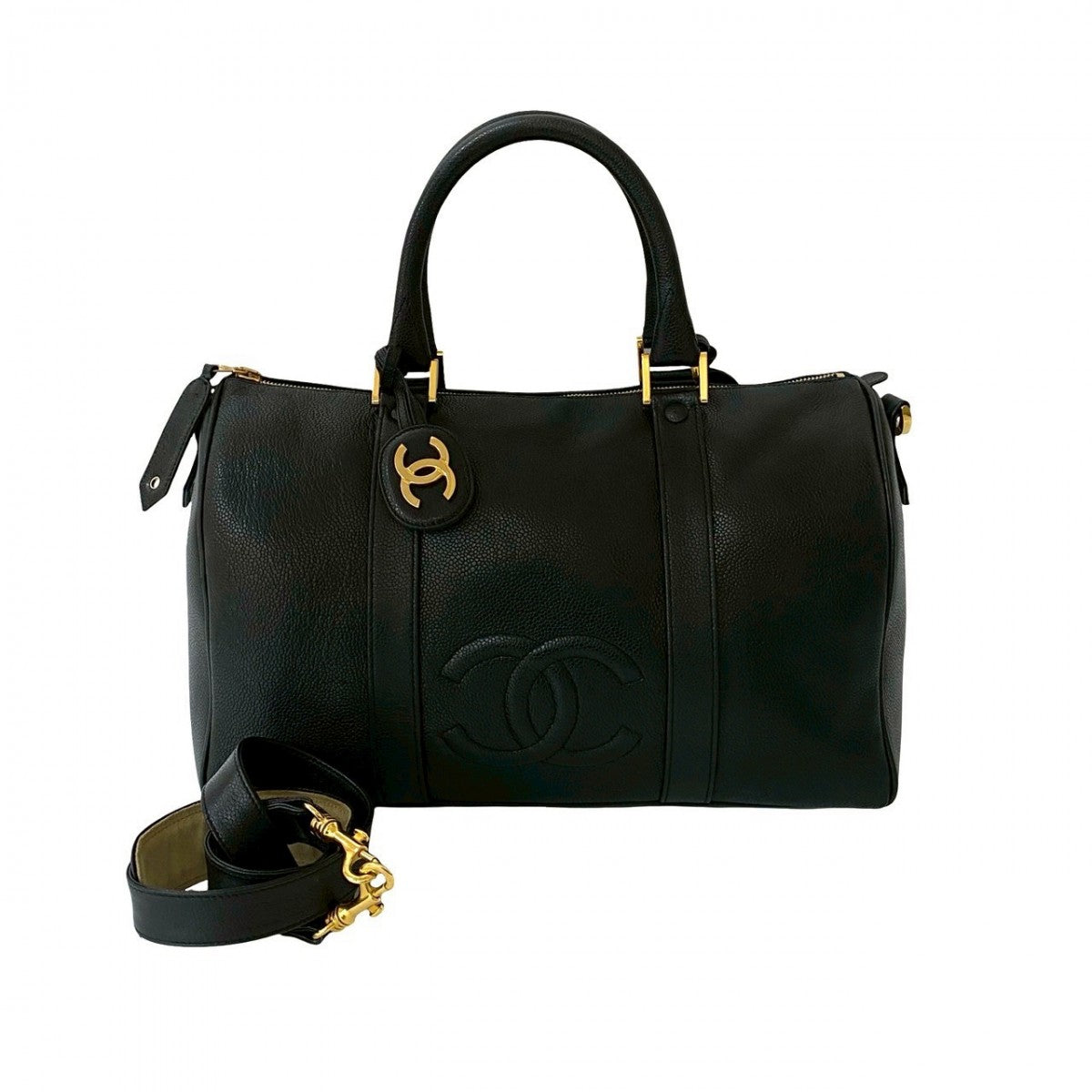 CHANEL Shoulder Bag Matt caviar skin black