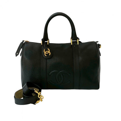 CHANEL Shoulder Bag Matt caviar skin black