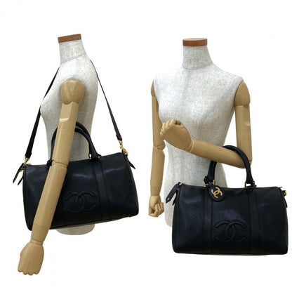 CHANEL Shoulder Bag Matt caviar skin black