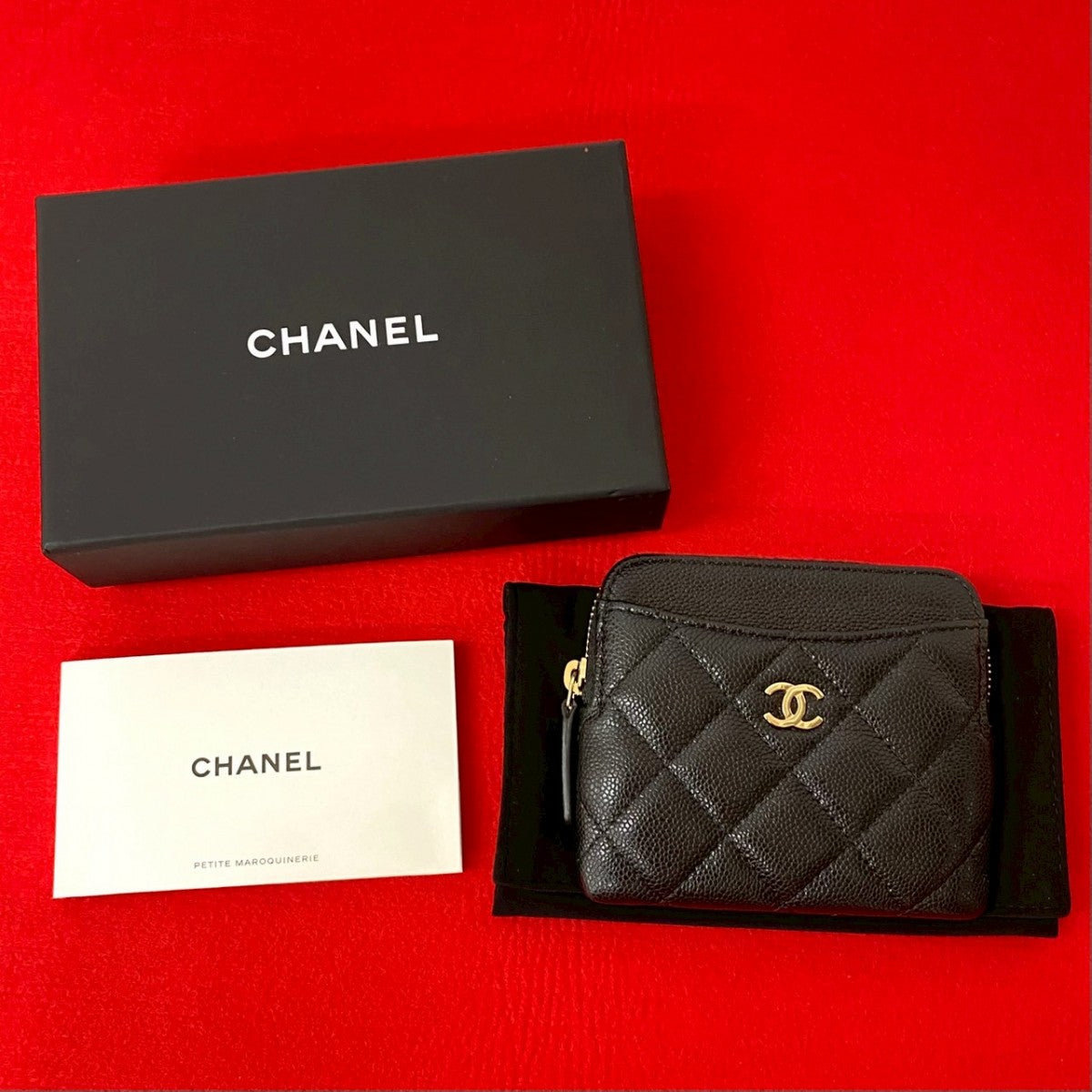 CHANEL Coin case Matt caviar skin black Matrasse