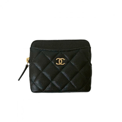 CHANEL Coin case Matt caviar skin black Matrasse