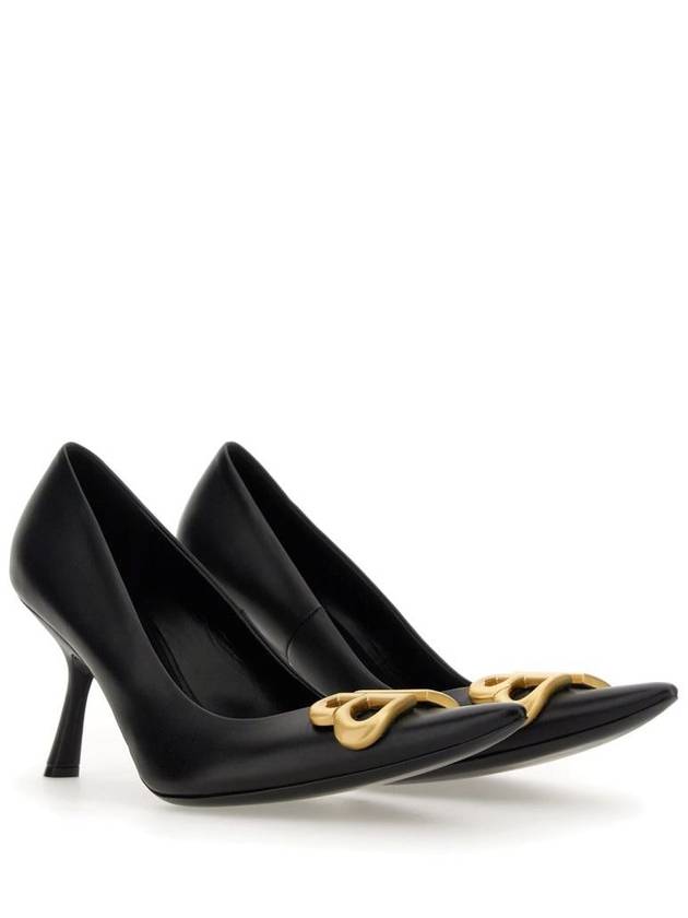 Luxury Balenciaga Trending 2025 Women's Logo Plaque Pointed toe Heels BLACK