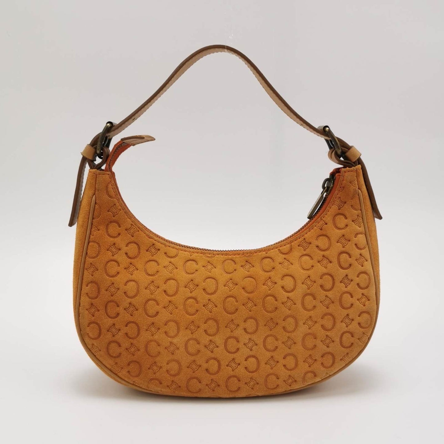 Celine Ava Hobo Pumpkin Caramel Brown Suede Leather Vintage Shoulder Bag