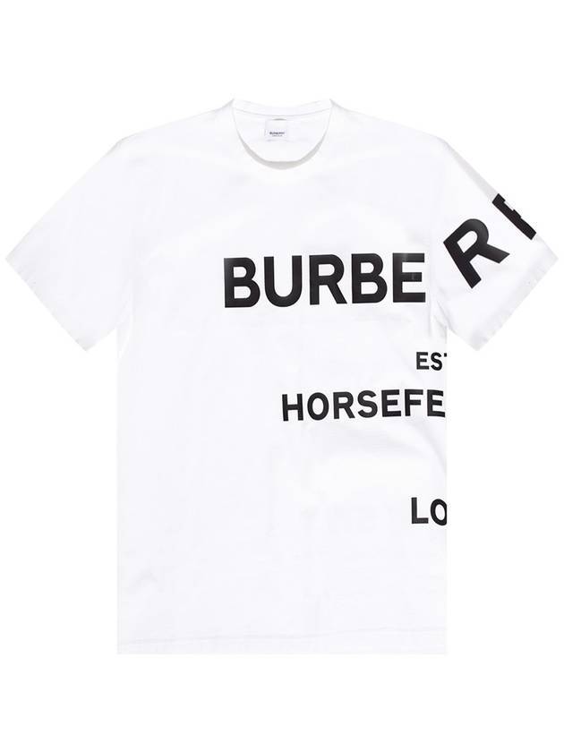 Luxury Burberry Men's Horseferry Logo Overfit Short Sleeve T-Shirt White