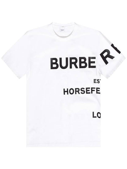Luxury Burberry Men's Horseferry Logo Overfit Short Sleeve T-Shirt White