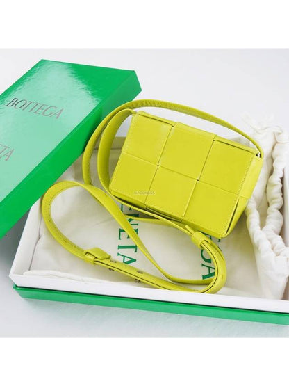 Luxury Bottega Veneta Cassette Small Leather Cross Bag Acid Kiwi