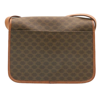 Luxury CELINE Macadam Canvas Circle logo Shoulder Bag Brown  26659