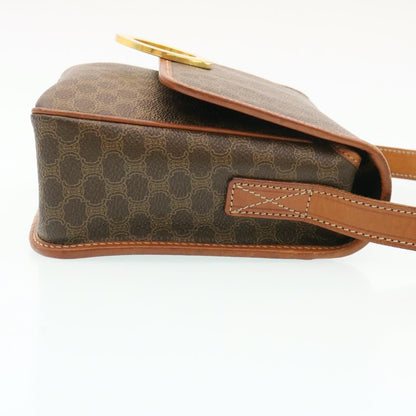 Luxury CELINE Macadam Canvas Circle logo Shoulder Bag Brown  26659