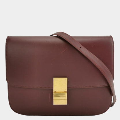 CELINE Classic Flap Burgundy Box Leather crossbody bag