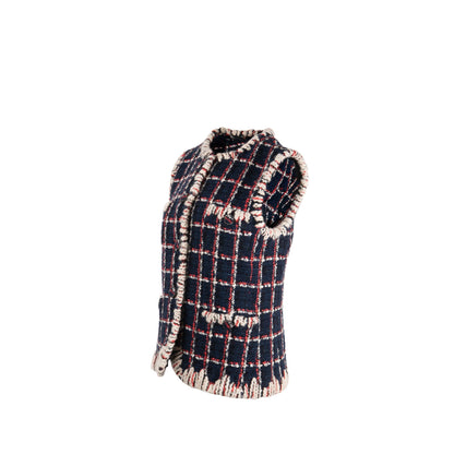 Chanel Size 38 19K Tweed Vest Wool/Cotton Multicolour