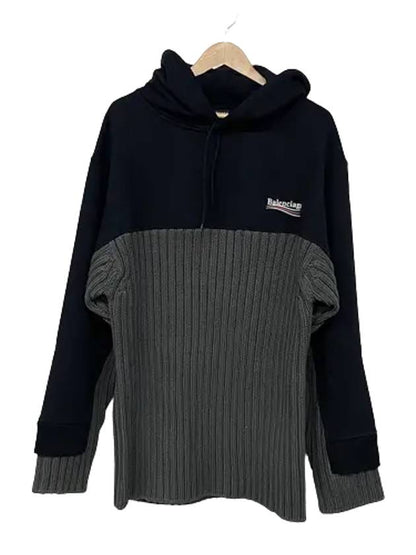 Luxury Balenciaga Trending 2025 Wave Logo Knit Hoodie Black