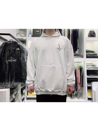 Luxury Balenciaga Trending 2025 Embroidered Flame Logo Hoodie White