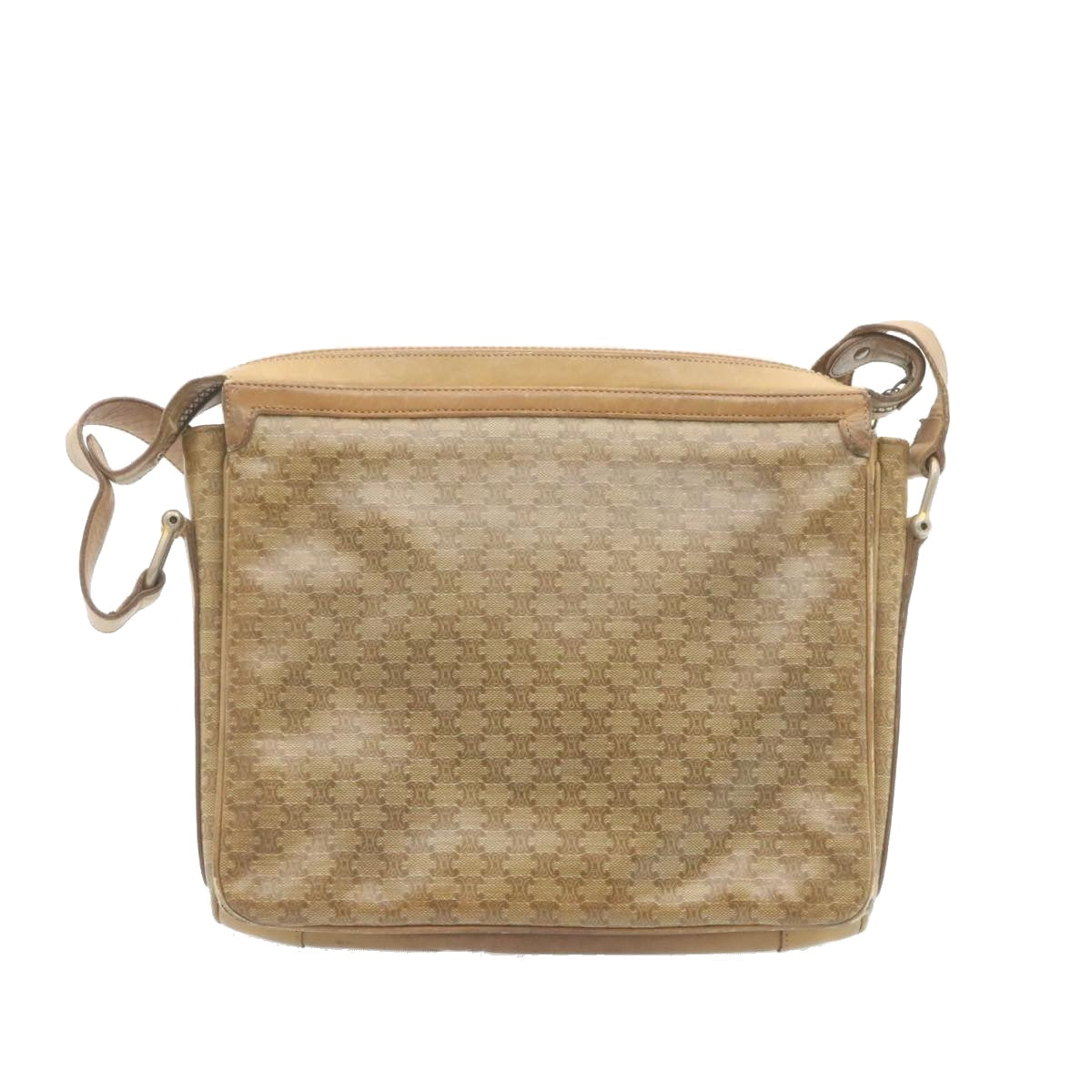 Luxury CELINE Macadam Shoulder Bag Coated Canvas Beige  27875