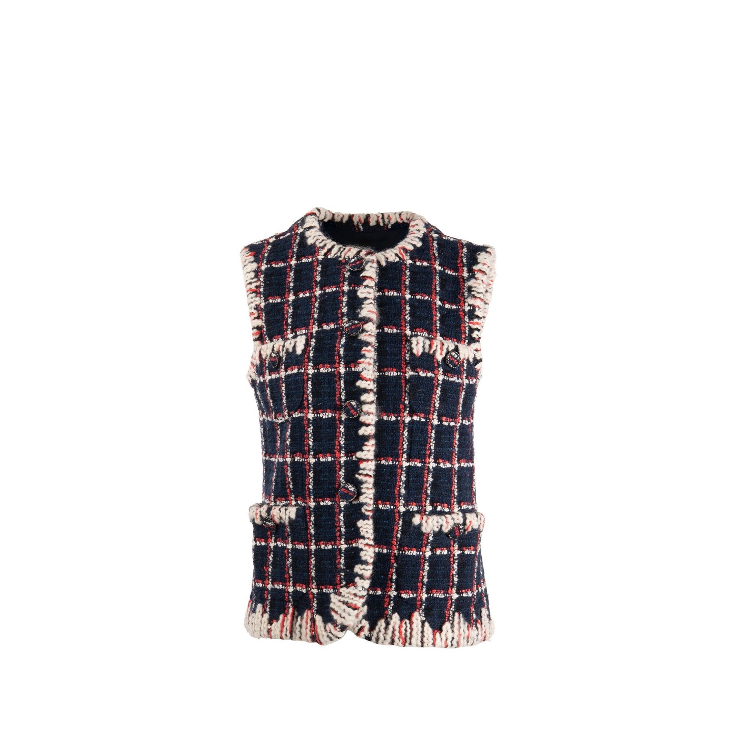 Chanel Size 38 19K Tweed Vest Wool/Cotton Multicolour