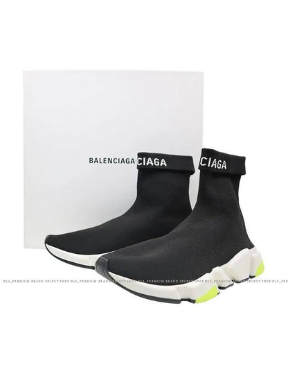 Luxury Balenciaga Trending 2025 Speed Cuffed Logo High Top Sneakers Neon Yellow Black