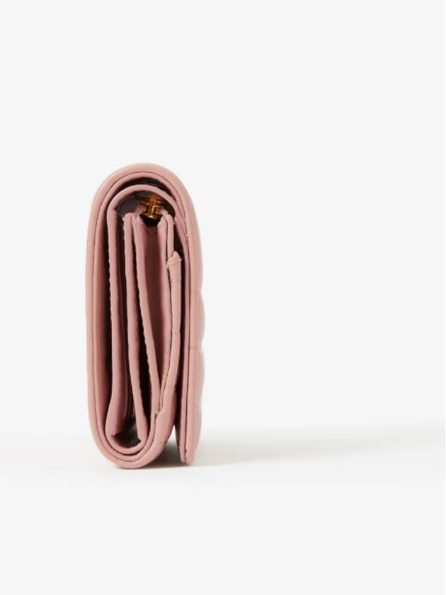 Luxury Burberry Lola Quilted Leather Folding Wallet Dusty Pink
