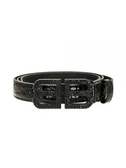 Luxury Balenciaga Trending 2025 BB Hourglass Leather Belt Black