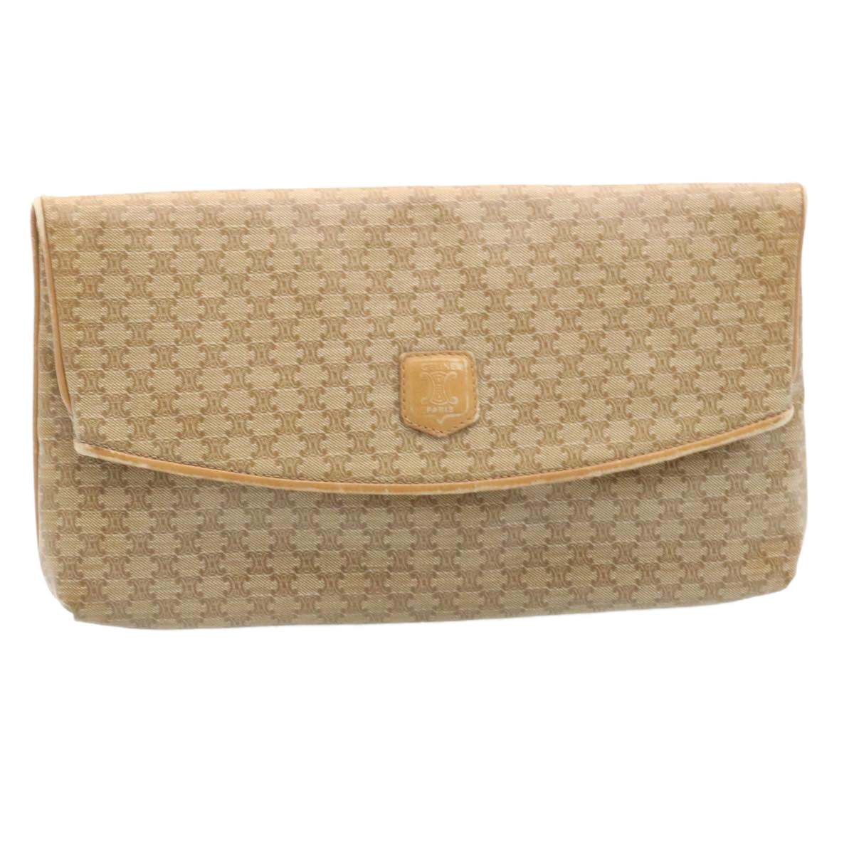 Luxury CELINE Macadam Canvas Clutch Bag PVC Leather Beige  28359