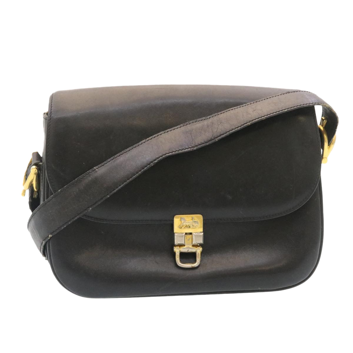Luxury CELINE Horse Carriage Shoulder Bag Leather Black  28422