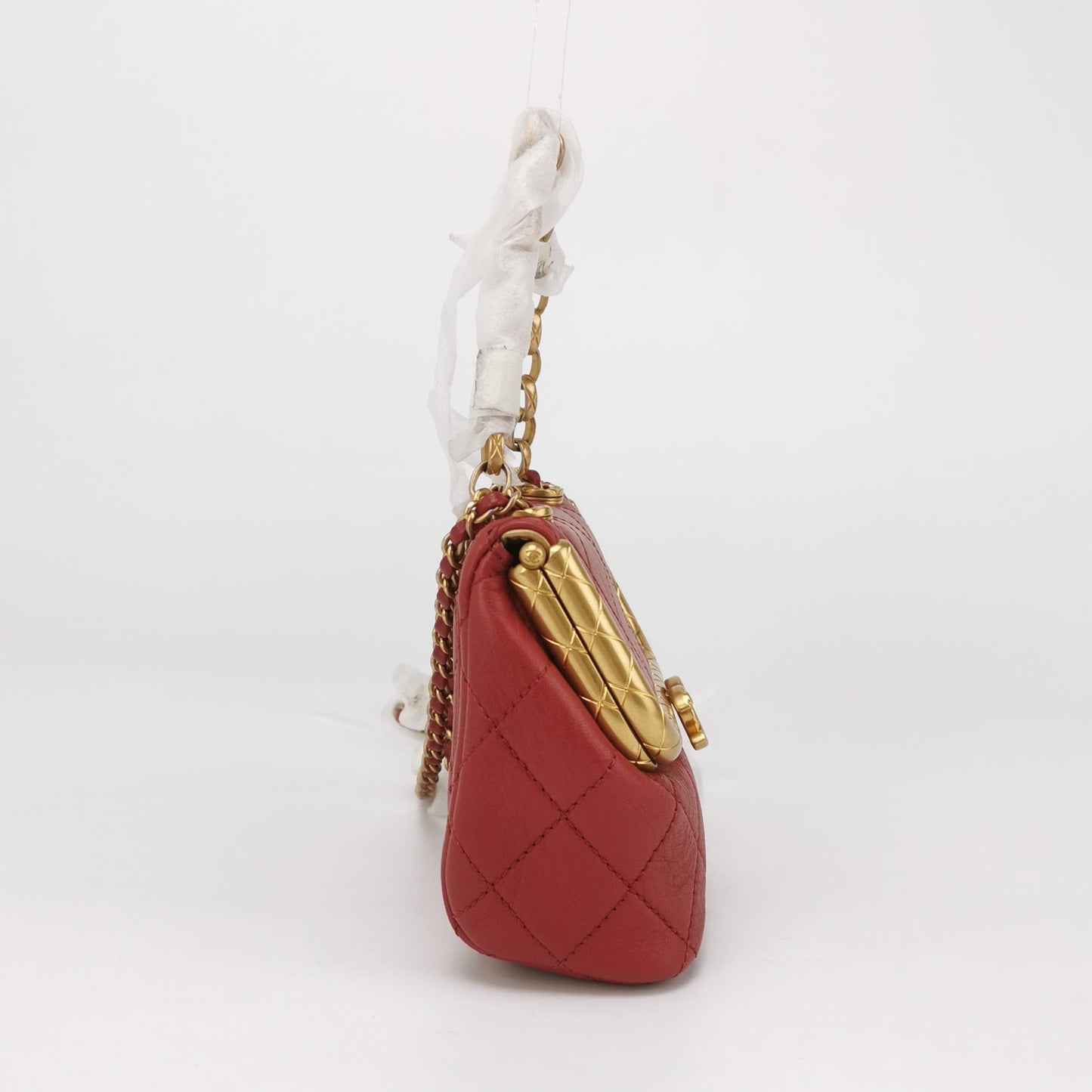 Chanel Kiss Lock Clasp Bag Super Mini Red Lambskin Leather Gold-tone Hardware, 2020