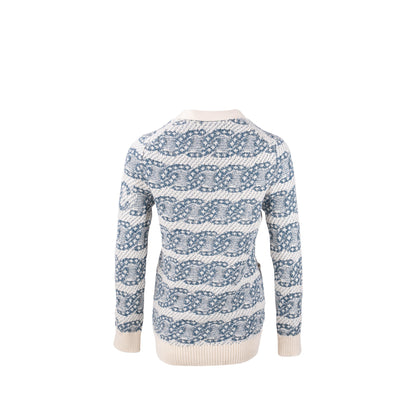Chanel Size 34 Cardigan Cashmere/Cotton White/Blue