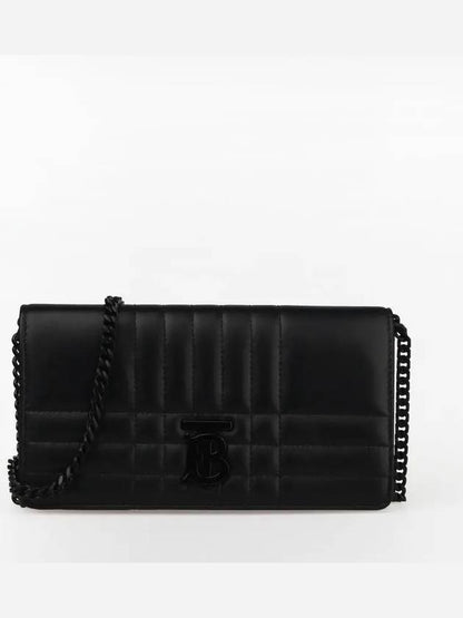 Luxury Burberry WoMen's Lola Detachable Strap Quilted Leather Long Wallet Black
