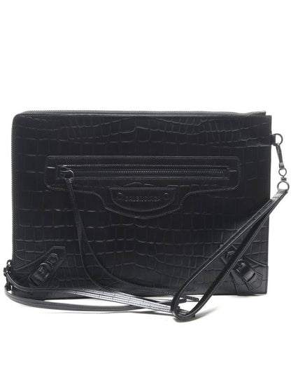 Luxury Balenciaga Trending 2025 Crocodile Strap Clutch Bag Black