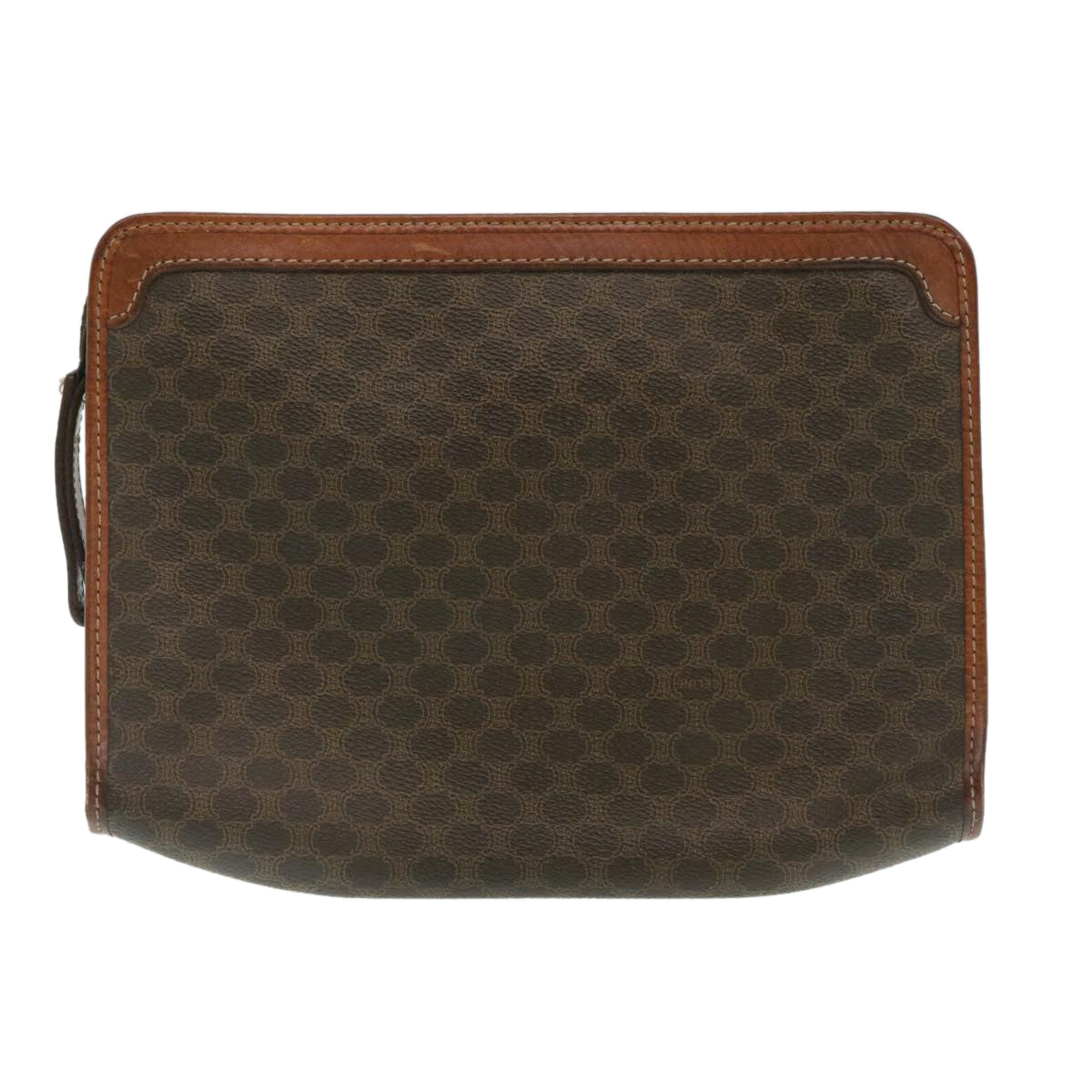 Luxury CELINE Macadam Canvas Clutch Bag PVC Leather Brown  29196