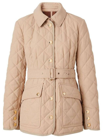 Luxury Burberry Diamond Quilt Padding Beige