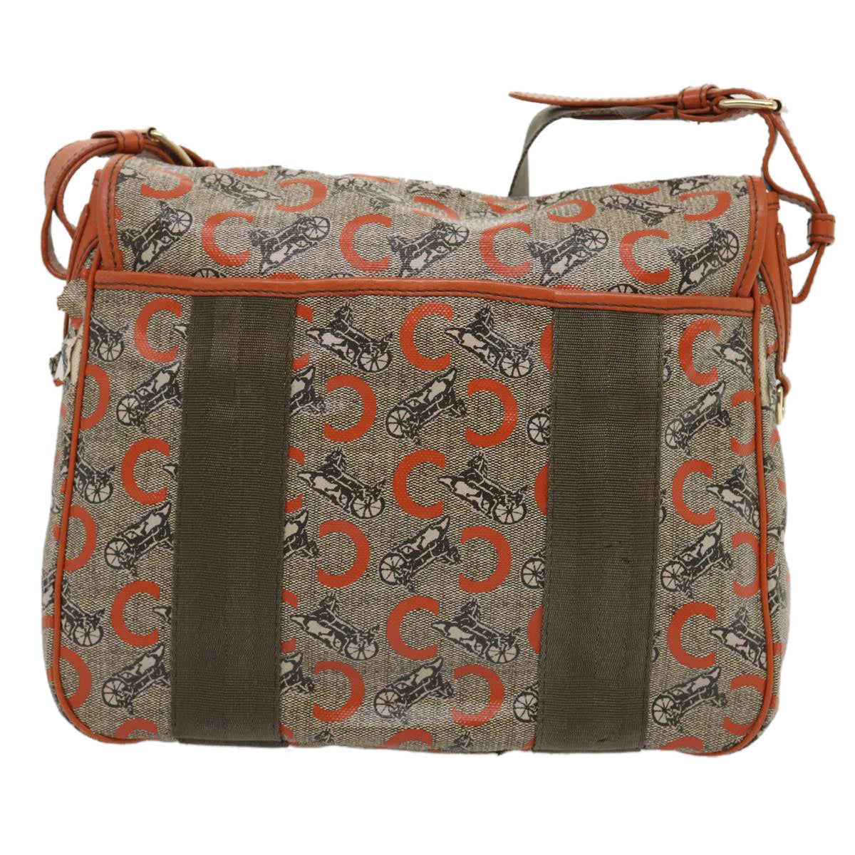 Luxury CELINE C Macadam Canvas Shoulder Bag Coated Canvas Orange  29764